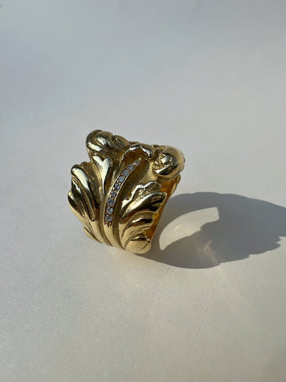 Organic Motif Diamond Accent Ring