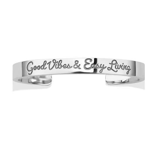 Good Vibes Silver Bangle