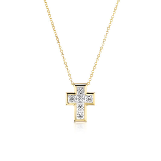 Princess Cut Diamond Bezel Cross