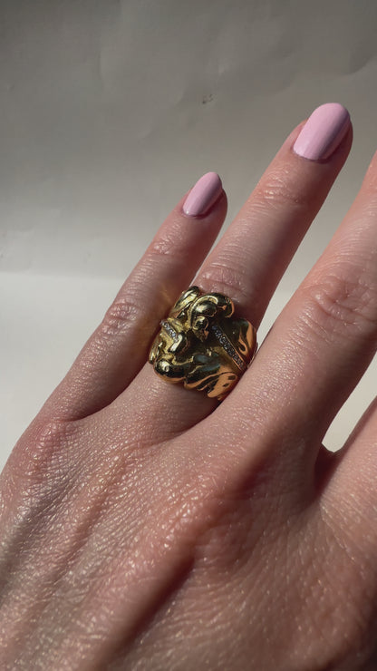 Organic Motif Diamond Accent Ring